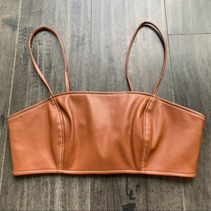 STAUD bomber faux leather bralette